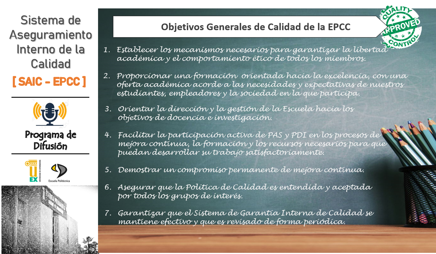 Objetivos Generales de Calidad de la EPCC